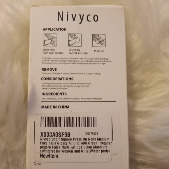 24 Piece Press On Fske Nails Dark Green Future Art Graffitti Manicure Finish - Picture 5 of 6